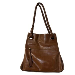BCBGirls Vintage Cognac Brown Hobo Shoulder Genuine Leather Bag